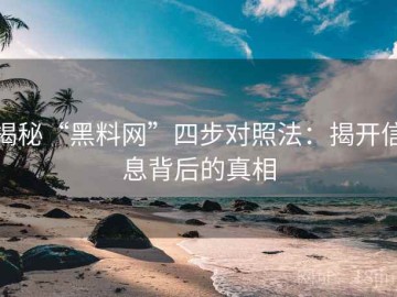 揭秘“黑料网”四步对照法：揭开信息背后的真相